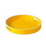 Tablett für Frühstück Runde Tablett servierende Tablett mit Griff Bett Fach Food Sofa Fach zum Essen Arbeit Lagerung Dekorieren Schlafzimmer Küche Wohnzimmer Badezimmer Tablett Tablett Serviertablett