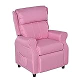 HOMCOM Kindersofa Kindercouch Kindersessel Stuhl Liegesofa verstellbar mit Fußstütze für 3-5 Jahre Jungen und Mädchen Rosa 58 x 53 x 70 cm