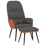 vidaXL Relaxsessel mit Hocker Fußhocker Relaxstuhl Polstersessel Fernsehsessel Sessel Loungesessel Lesesessel Wohnzimmer Dunkelgrau Stoff