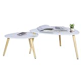 VEDEXA 2er Weißer Set Beistelltisch，Couchtisch Set, Holz Sofatisch Beine, Wohnzimmertisch, Schlafzimmer Minimalismus