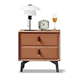 WOLWES Nachttische, Beistelltisch mit Schublade, Schlafzimmer-Nachttisch, Beistelltisch mit PU-Leder, für Schlafzimmermöbel (Color : Brown, Size : 50 * 40 * 50cm)