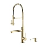 Kraus Artec KPF-1603-KSD-53SFACB Küchenarmatur mit 2 Funktionen, kommerzieller Stil, Vorspülung, mit Topffüller, fleckenfrei, Antik-Champagnerbronze