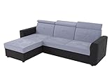 Mirjan24 Ecksofa mit einstellbare Kopfstützen Espana, Modern Eckcouch mit Bettkasten und Schlaffunktion, Ottomane universell, Polstersofa, Polstergarnitur, Wohnlandschaft (Soft 011 + Antara 2038)