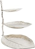 Kare 39915 Design Etagere Deko Leaf silber, silberne Etagere, silberne Blätter, drei Ablagefächer, Blattoptik, für mehr Platz am Esstisch, (H/B/T) 46x32x45cm
