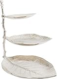 Kare 39915 Design Etagere Deko Leaf silber, silberne Etagere, silberne Blätter, drei Ablagefächer, Blattoptik, für mehr Platz am Esstisch, (H/B/T) 46x32x45cm