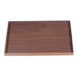 Serviertablett aus Schwarzem Walnussholz, Holztablett Rechteckig 40 x 30 x 3 cm, Serviertablett Holz, Teetablett, Dekotablett Kaffee Oder Frühstück Im Bett, Snacktablett, Klassisches