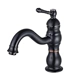 BOAOTX Wasserhahn Bad Schwarz Retro, Waschtischarmatur 360° Schwenkbar, Waschbeckenarmatur Badarmatur Einhebel Mischbatterie aus Messing für Badezimmer