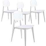 GAOJZHER Esszimmerstühle Set Von 4 ， Stühlen Plastik ， Mehrfarbstuhl In Home & Kitchen ， Kunststoff Dekorative Stühle Für Küche Esszimmer Club Gäste(Color:Weiß)