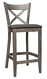 Barhocker Barstuhl Tresenhocker Holz Buche Sitzhöhe 65 cm für Gastro Bistro Cafe Küche, grau Polstersitz Kunstleder, fertig montiert. Belastbarkeit 150 kg *TB010