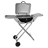 DRULINE 2in1 Gasgrill - Tischgrill - Standgrill mit Deckel - Camping Gasgrill - platzsparend klappbar - auf Rollen - legierter Stahl Silbergrau/schwarz - B/H/T ca. 115x66x128 cm - Geschenk für Männer