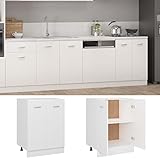 homiuse Unterschrank Weiß 60x46x81,5 cm KüChenschrank KüChenunterschrank SpüLe Mit Unterschrank KüChenschräNke Unterschrank Kitchen Cabinet KüChenschrank Weiß ohne Arbeitsplatte Zwei Regale