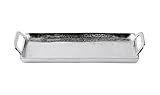 Tablett Servierbrett Dekoteller Servierplatte Aluminium Silber Tisch - Serviertablett mit Henkel Metall - Silbertablett - Deko Dekoration - Weihnachtsdeko für Wohnzimmer, Esszimmer oder Küche 46,5 cm