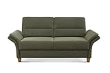CAVADORE 3er Sofa Wyk / 3-Sitzer-Couch im Landhausstil mit Federkern + Holzfüßen / 186 x 90 x 89 / Chenille, Grün