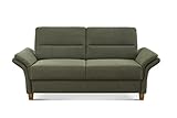 CAVADORE 3er Sofa Wyk / 3-Sitzer-Couch im Landhausstil mit Federkern + Holzfüßen / 186 x 90 x 89 / Chenille, Grün