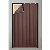OMOONS Türvorhänge Für Türfenster, Bildschirmtür, Zimmer Butter Thermal Isoliertes Fvorhang Vorhang Drapehautschonsient/Braun/100 * 200 Cm/39 * 79 Zoll