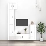 Bussandri Exclusive - 5-TLG. TV-Schrank-Set Hochglanz-Weiß Holzwerkstoff
