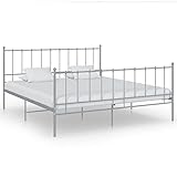 JUNZAI Bett, Bett Rahmengestell, Jugendbett, Schlafbett, Schlafcouch, Bed Fram, Grau Metall 180x200 cm