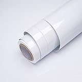Tapete Einfarbig Selbstklebende Vinyltapete Wohnzimmer Küche Schrank Möbel Aufkleber PVC Wasserdichtes Kontaktpapier (Farbe: Glänzendes Weiß Maße: 40 cm x 5 m) (Glänzendes Weiß 40 cm x 5 m)