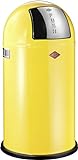 Wesco 175 831 Pushboy Abfallsammler 50 Liter Lemongelb 40 x 40 x 75.5cm (L/B/H), Edelstahl