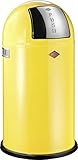 Wesco 175 831 Pushboy Abfallsammler 50 Liter Lemongelb 40 x 40 x 75.5cm (L/B/H), Edelstahl