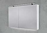 Intarbad ~ Spiegelschrank 100 cm mit Multi LED Aufsatzleuchte Doppelspiegeltüren Shorewood IB2036