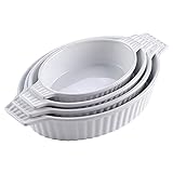 4-teiliges ovales Auflaufform-Set, Ofen auf Tisch, Auflaufform mit Keramikgriffen, ideal für Lasagne/Kuchen/Auflaufform/Tapas (Farbe: B)