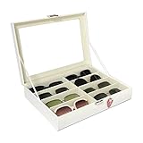 Krokodil-Kunstleder Box Unionplus 8 Einschübe für Sonnenbrillen oder Brillen, Display Aufbewahrung, Organizer Sammelbox White Croco