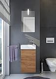 badselekt Badezimmermöbel-Set 3-teilig Gästebad-Set mit Unterschrank, Waschbecken kleinem Spiegel mit LED Beleuchtung ideal für kleine und schmale Toilette mit Waschplatz.