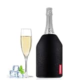 WIWONEY Weinkühler, Flaschenkühler Manschette, die perfekte Kühlmanschette für Wein, Sekt, und Champagner, wasserabweisender Nylonstoff, Schwarz