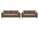 Vente-unique Couchgarnitur 3+2 - Samt - Taupe - Kestrel