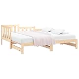 vidaXL Tagesbett Ausziehbar Sofa Gästebett Sofabett Bett Bettsofa Schlafsofa Lattenrost Ausziehbett Holzbett Bettgestell 2X(80x200) cm Massivholz Kiefer