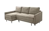 BETTSO -Ecksofa mit Schlaffunktion und Bettkasten - Scandinavian Design Couch, Sofagarnitur, Couchgarnitur, Polsterecke,Cord Stoff-Emma Beige