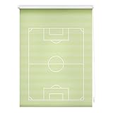 Lichtblick Klemmfix Verdunklungs-Rollo mit Motiv, ohne Bohren, Blickdicht, Seitenzugrollo, Made in Germany, Fußball - Grün 60 x 150 cm (B x L)