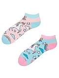 Dedoles lustige bunte Sneakersocken Damen Regenbogen-Einhorn (35-38, 39-42) aus Baumwolle, bequemer Sitz