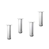 Set mit 4 Möbelbeinen, verstellbare Ersatz-Sofabeine, Badezimmerschrankfüße, Metallschrankbeine, Sofafüße Aluminiumlegierung, for TV-Schrank, Nachttisch, Kommode, Couchtisch, Silber, 18 cm / 7.1 Conne
