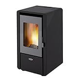 Decorspace Pelletofen 6 kW 'Petit' Stahlbezug für moderne Räume H 77 cm (Schwarz)