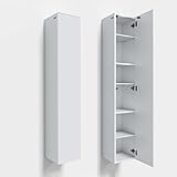 PLATAN ROOM Badezimmer Hängeschrank Wandschrank 105/ 160cm hoch Badhängeschrank mit Fronten in Hochglanz und Push-to-Open Funktion (Weiß Matt/Weiß Matt, 160 x 30 x 32)