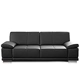 CAVADORE 3-Sitzer Sofa Corianne / Echtledercouch im modernen Design / Mit Armteilverstellung / 217 x 80 x 99 / Echtleder schwarz