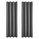 Deconovo Gardinen Blickdichte Vorhänge Schlafzimmer Ösen Thermo Vorhang Kälteschutz Blackout Curtain Verdunkelung, 175x140 cm(HöhexBreite), Dunkelgrau, 2er Set
