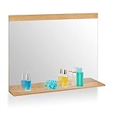 Relaxdays Wandspiegel mit Ablage, Bambus Rahmen, HxB 68,5 x 90 cm, Aufhängespiegel Bad, Schlafzimmer & Garderobe, Natur