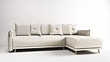 ROVERTI Gaja Ecksofa mit Schlaffunktion und Bettkasten Ecru, 229 x 94 x 174 cm - Skandi-Stil, Schlafsofa - Couch - Wohnlandschaft