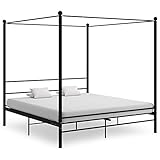 CIADAZ Himmelbett, Bettrahmen, Betten, Bettgestell, Bed Frame, Jugendbett, Betten Für Teenager, Schlafzimmer Bett, Schwarz Metall 180x200 cm