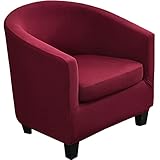 DSHUB 2-teiliger Stretch-Schonbezug für Clubsessel, weiche Sesselbezüge, abnehmbare Wannensesselbezüge, waschbar, Stretch-Sofa-Schonbezug für Wohnzimmer, Wanne-Rot-Clubsessel