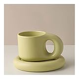 HASMI Kaffeetasse Keramische Espressatassen Kaffeetassen Faszinierender Becher mit Untertasse Set Kreative Geschenke (300ml) Teetasse (Color : A)