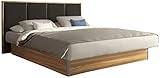 SuMa - Komplett Wasserbett 200x200 dual freistehend m. Sockel Wildeiche und Kopfteil Quaddro, Farbe anthrazit 200x200 cm