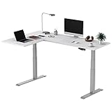 FLEXISPOT Winkelschreibtisch Eckschreibtisch elektrisch höhenverstellbar Bürotisch mit 2 Motoren (180x120 cm, Weiß - 3 Fach)