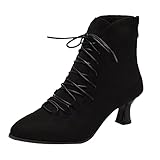 DAIFINEY Damen Schnallenriemen Ankle BootiesSpitzzehe Reißverschluss Heels Kleid Jeans Stiefel Damen Plateau Schuhe Sommer