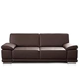 CAVADORE 3-Sitzer Sofa Corianne in Kunstleder / Sofa Lederoptik in hochwertigem Kunstleder und modernem Design / Mit verstellbaren Armlehnen / 217 x 80 x 99 / Kunstleder braun