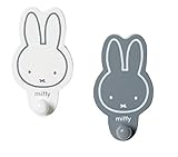 roba Wandhaken miffy 2er-Set mit Hasen Motiv - Garderobe & Deko fürs Baby & Kinderzimmer - Kleiderhaken für Kinder - Holz grau / weiß