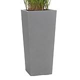 Pflanzwerk® Pflanzkübel Bodenvase Fiberglas Conic GRAU 50x23x23cm *Frostbeständige Blumenkübel* *Deutsche Premiumqualität* *Lotus-Effekt Imprägnierung*